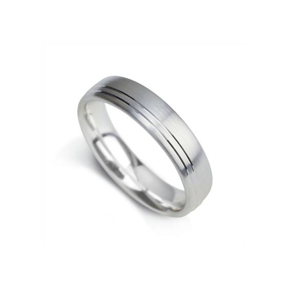 6mm Court Shape Satin With Two Off Centre Grooves