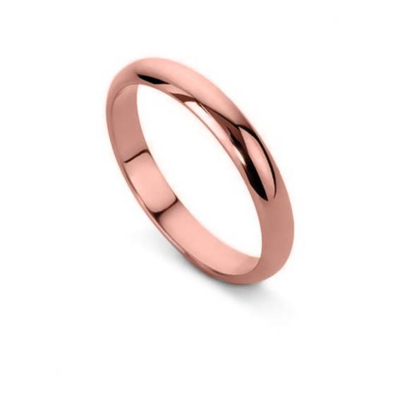 DHD03 D Shape Wedding Ring - Lightweight, 3mm width