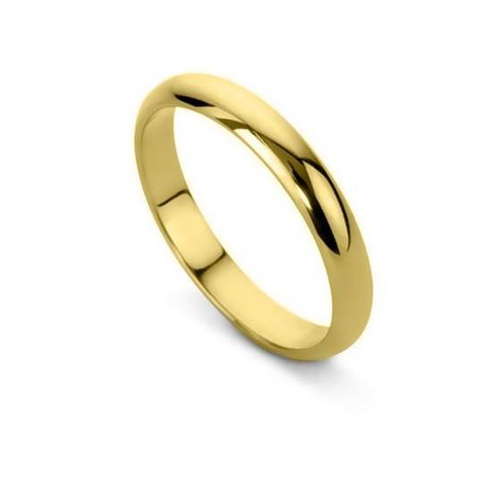 DHD03 D Shape Wedding Ring - Lightweight, 3mm width