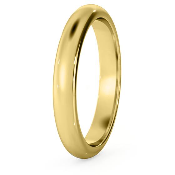 DHD03M D Shape Wedding Ring - 3mm width, Medium depth