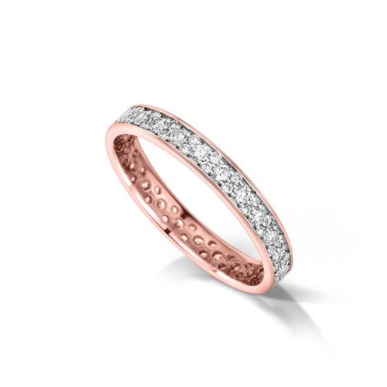 0.60ct VS/F-G Natural Round Diamond Wedding Ring in 18k Rose Gold