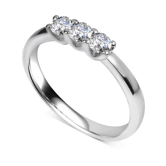 0.75ct VS/E-F Natural Diamond Trilogy Ring in Platinum