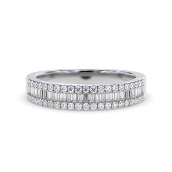 0.33ct VS/F-G Natural Baguette Cut Diamond Half Eternity Ring in 18k White Gold