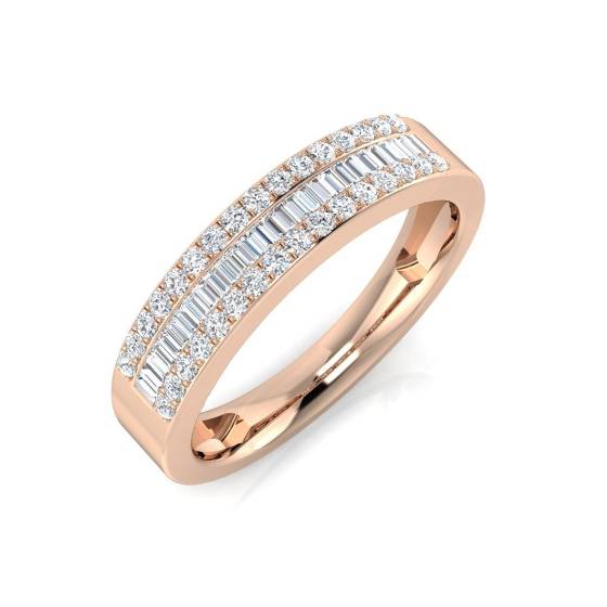 0.33ct VS/F-G Natural Round Cut Diamond Half Eternity Ring in 18k Rose Gold
