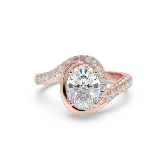 Oval Diamond Spiral Shoulder Set Ring