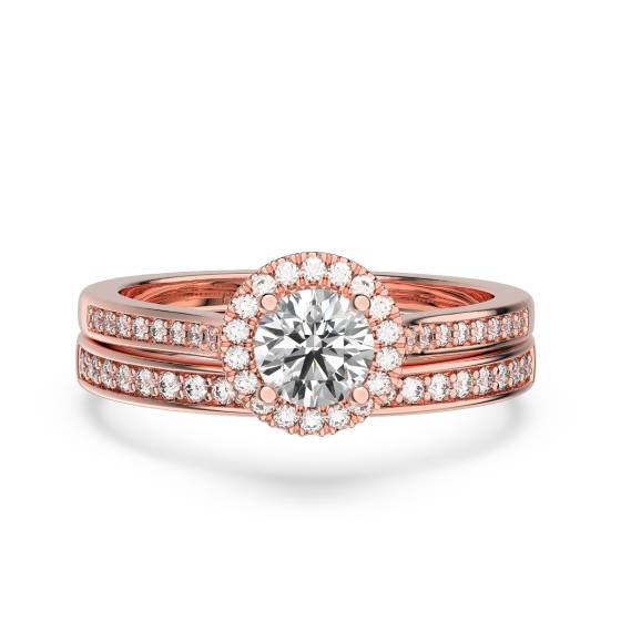 Round Diamond Halo Bridal Set