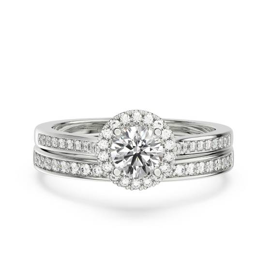 Round Diamond Halo Bridal Set