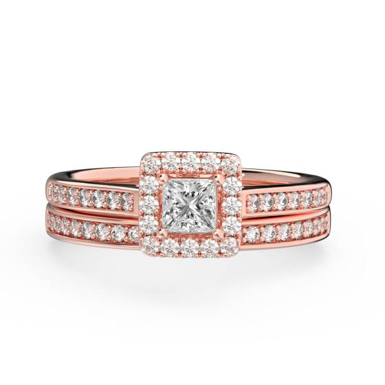 Princess Diamond Halo Bridal Set
