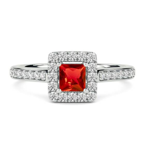 Ruby and Diamond Halo Ring