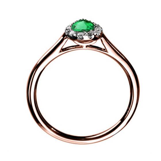 0.75ct Pear Green Emerald and Diamond Halo Ring