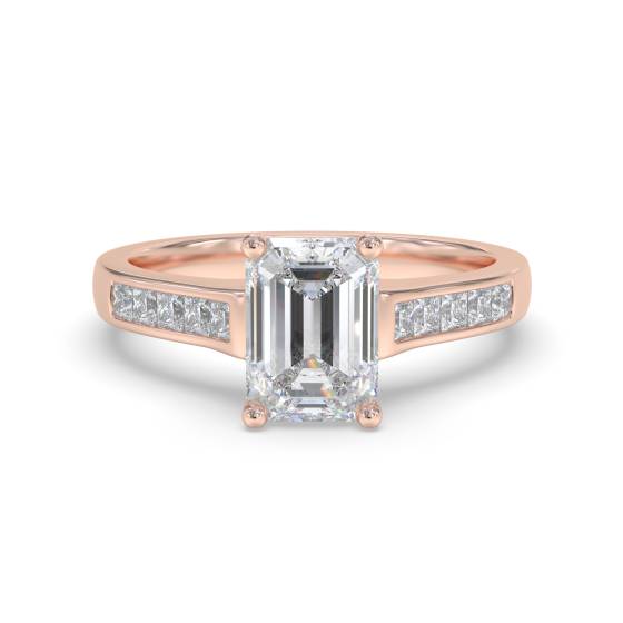 Emerald Diamond Shoulder Set Ring