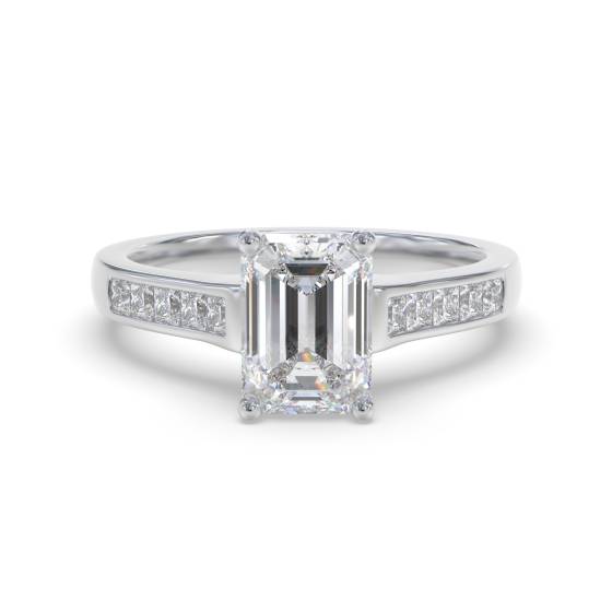Emerald Diamond Shoulder Set Ring