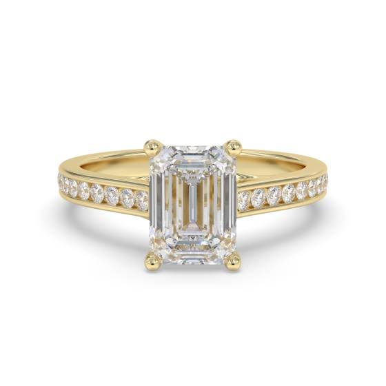 Emerald Diamond Shoulder Set Ring