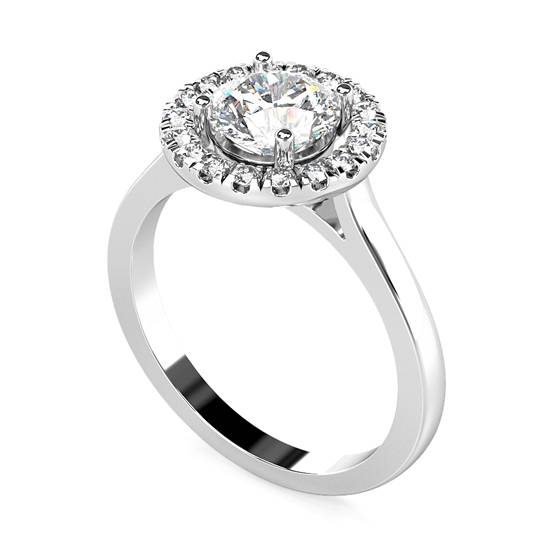 0.95ct SI2/F Natural Diamond Halo Ring in Platinum