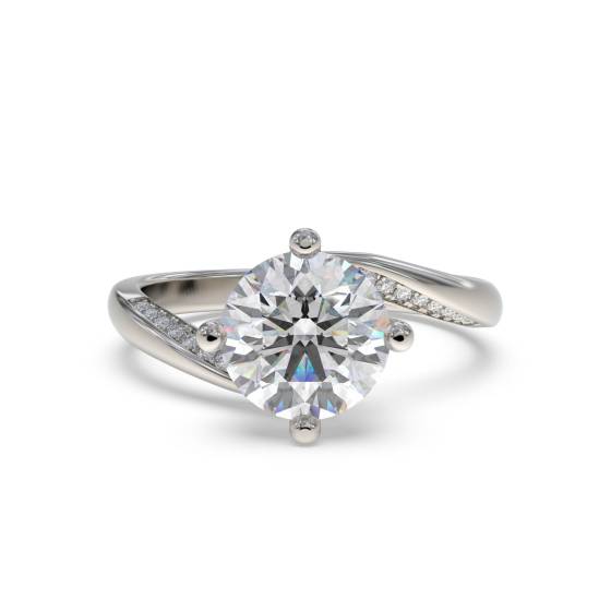 0.45ct SI2/G Natural Round Shoulder Set Diamond Engagement Ring in Platinum