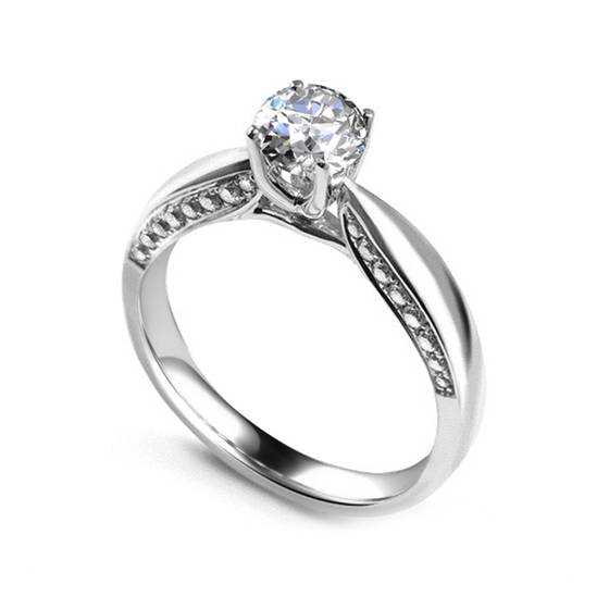 0.60ct SI2/G Round Natural Diamond Shoulder Set Ring