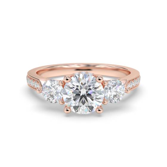 3 Stone Diamond Ring With Shoulder Diamonds