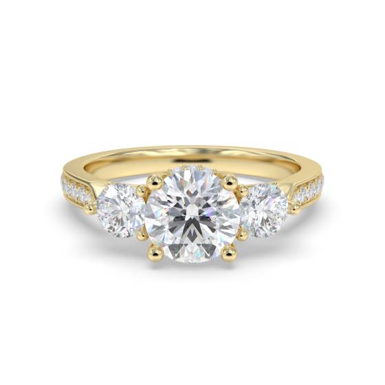 3 Stone Diamond Ring With Shoulder Diamonds