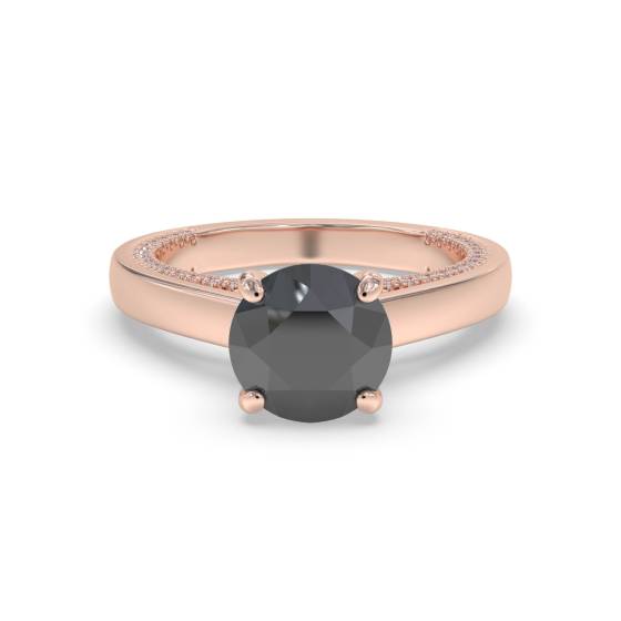 Round Black Diamond Shoulder Set Ring