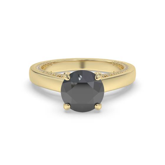 Round Black Diamond Shoulder Set Ring