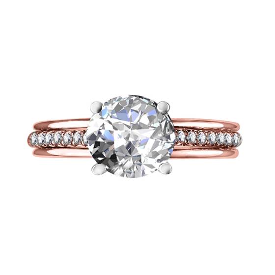 0.85ct SI2/H Natural Round Diamond Shoulder Set Ring in 18k Rose Gold