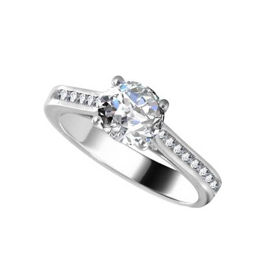 GIA Certified 1.10ct SI1/D Natural Round Shoulder Set Diamond Engagement Ring in Platinum