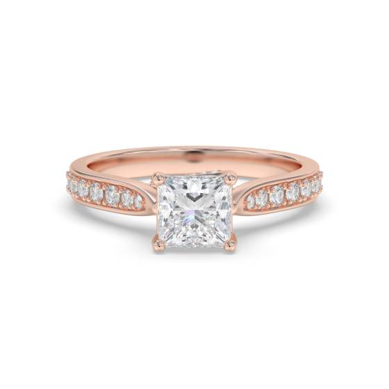Princess Diamond Shoulder Set Ring