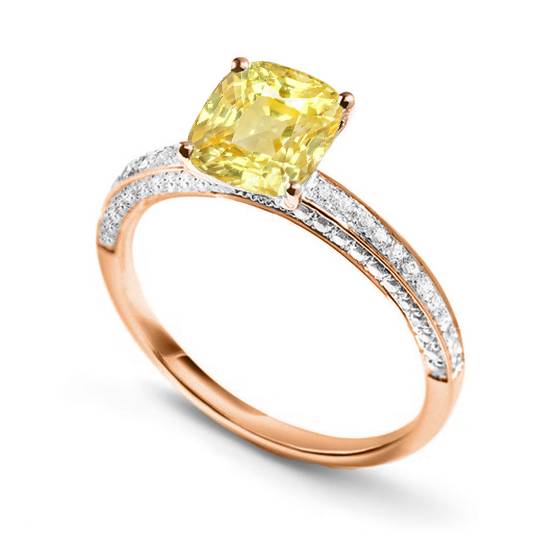 Cushion Yellow Diamond Engagement Ring
