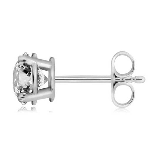 0.70ct VS/F Natural Round Diamond Stud Earrings in 18k White Gold