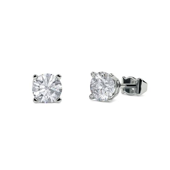 0.78ct I1/F Contemporary Natural Round Diamond Designer Earrings in 18k White Gold