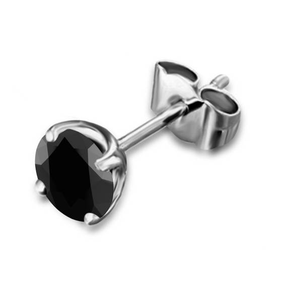 Mens Black Diamond Single Stud Earring