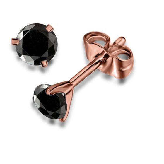 Round Black Diamond Earrings
