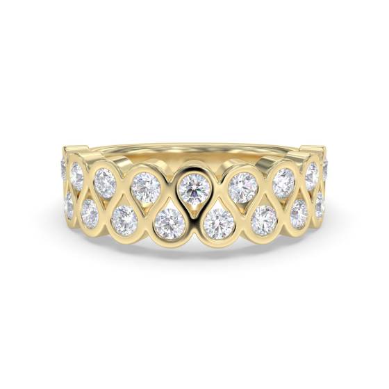 Two Row Round Diamond Bezel Set Eternity Ring
