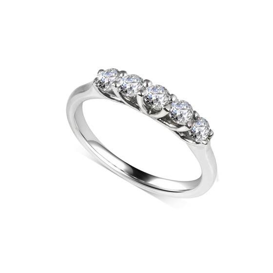 0.50ct VS/E-F 5 Stone Natural Diamond Ring in Platinum