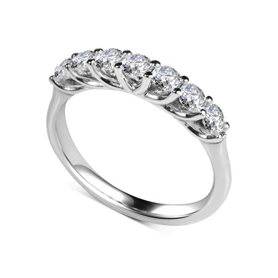 0.70ct VS/E-F Natural Round Diamond 7 Stone Ring in Platinum