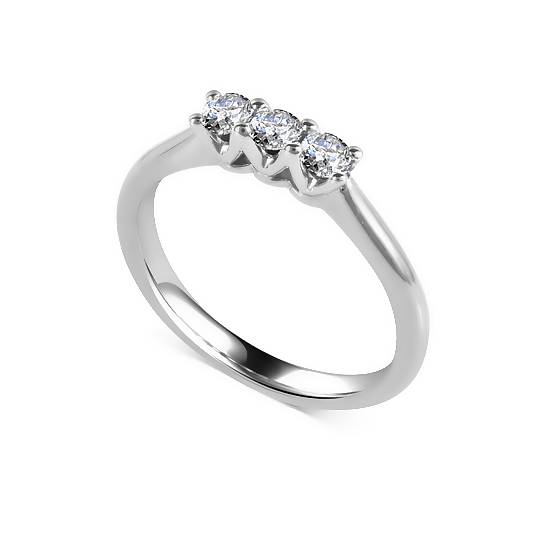 0.51ct VS/E-F Natural Round Diamond Trilogy Ring in Platinum