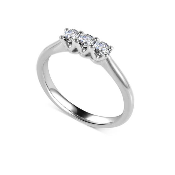 0.30ct VS/E-F Natural Round Diamond Trilogy Ring in Platinum