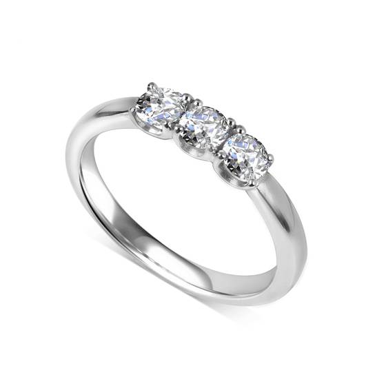 0.51ct VS/E-F Natural Round Diamond Trilogy Ring in Platinum