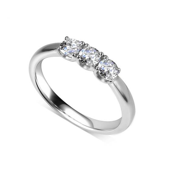 0.30ct VS/E-F Natural Round Diamond Trilogy Ring in Platinum