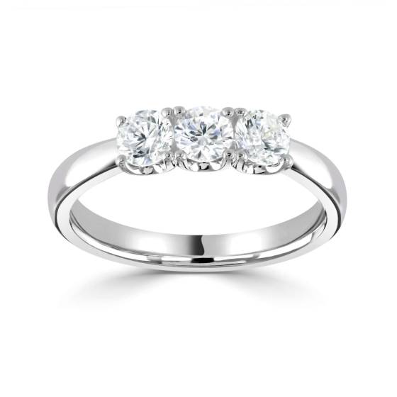 0.30ct VS/E-F Natural Round Diamond Trilogy Ring in Platinum