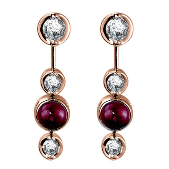 Ruby and Diamond Bezel Set Earrings