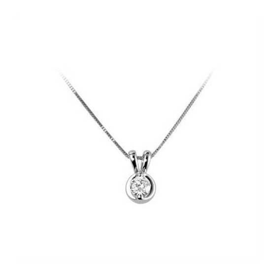 0.15ct VS/F Natural Round Diamond Solitaire Pendant in 18k White Gold