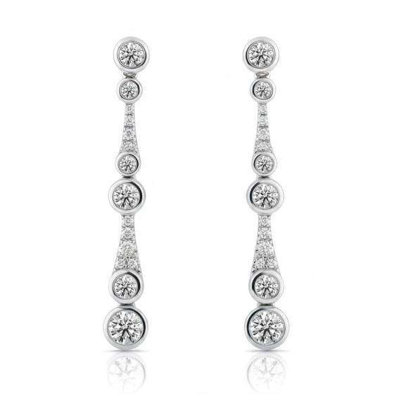 Round Diamond Large Icicle Drop Earrings