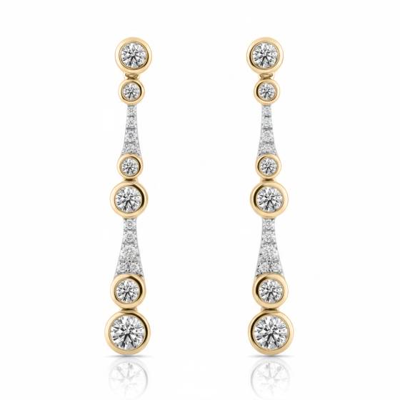 Round Diamond Large Icicle Drop Earrings