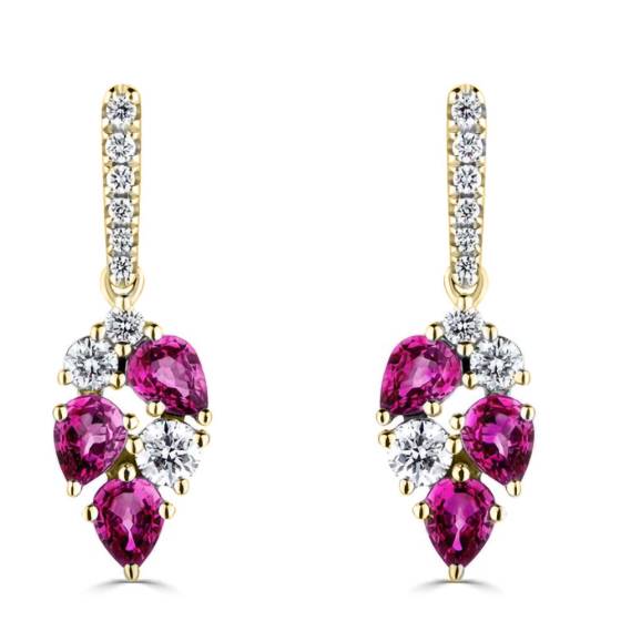 160ct Diamond and Ruby Scatter Pear Drop Earrings