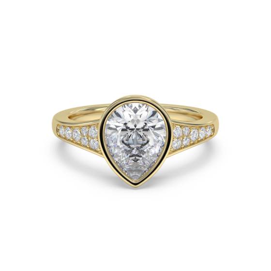 Pear and Round Diamond Shoulder Set Ring