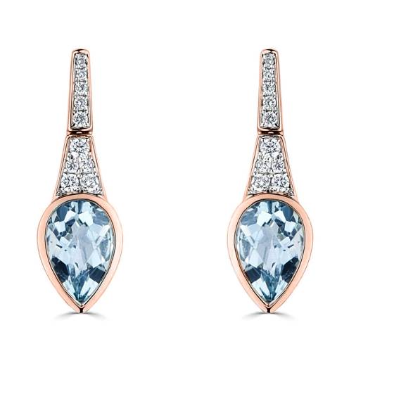1.35ct Pear and Round Diamond and Gemstone Aquamarine and Diamond