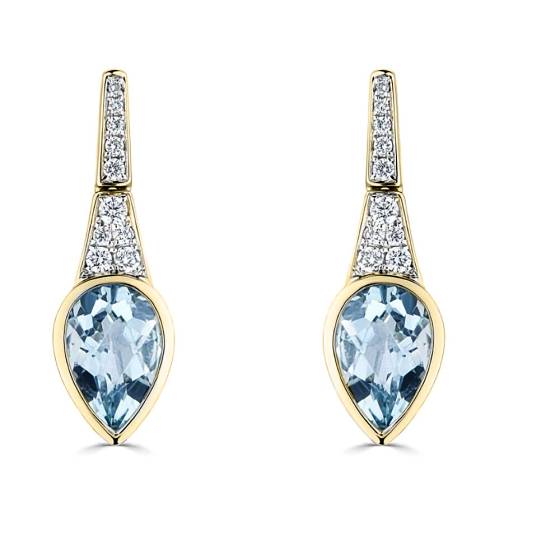 1.35ct Pear and Round Diamond and Gemstone Aquamarine and Diamond