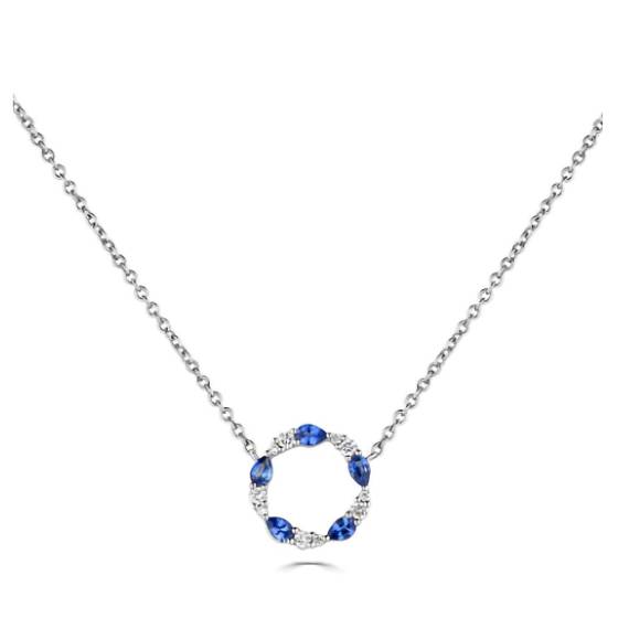 0.50ct VS/F-G Blue Sapphire and Diamond Circle Necklace