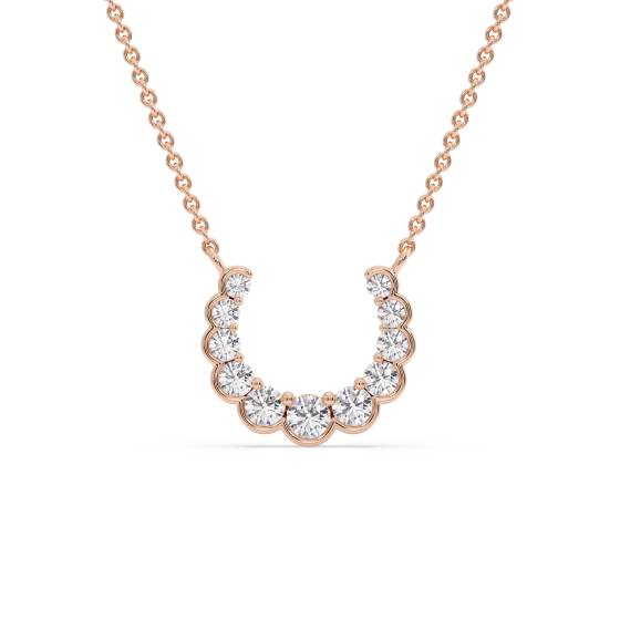 Round Diamond Set Horseshoe Necklace